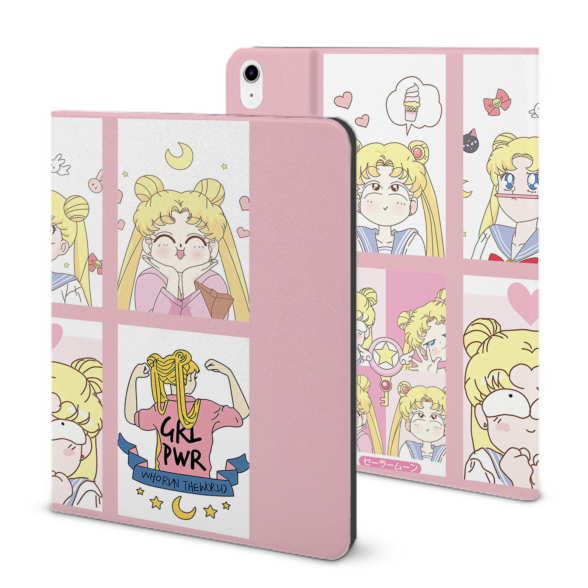 （画像用） 美少女戦士セーラームーン Sailor Moon IPad ケース ブック型 PUレザー TPU 耐衝撃 軽量 薄型 ペン収納なし 全面保護 IPad 各モデル対応